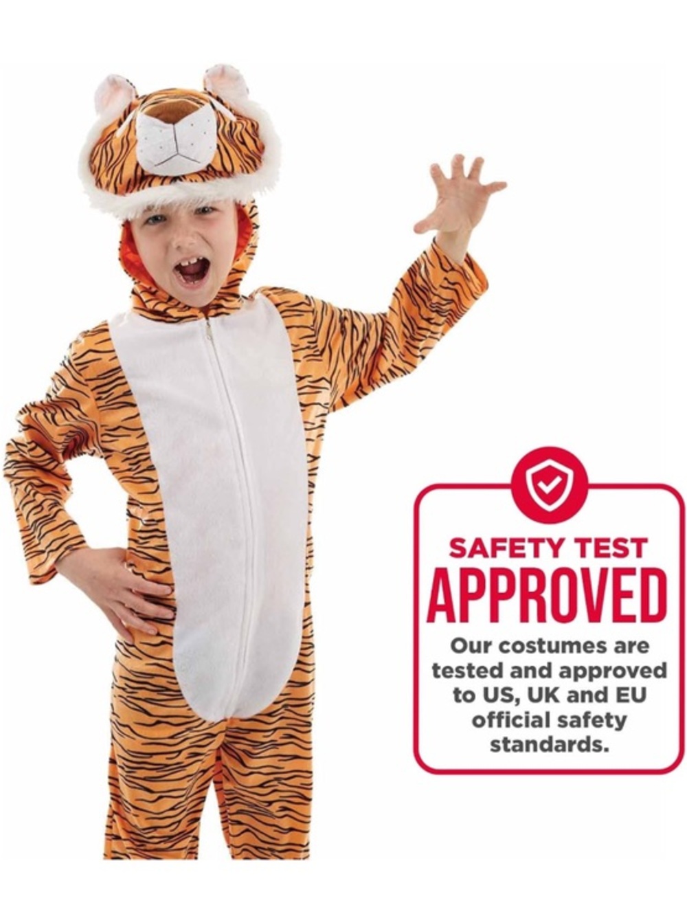 Big kids or small adult Orange Tiger Hooded One-Piece Costume (XL)